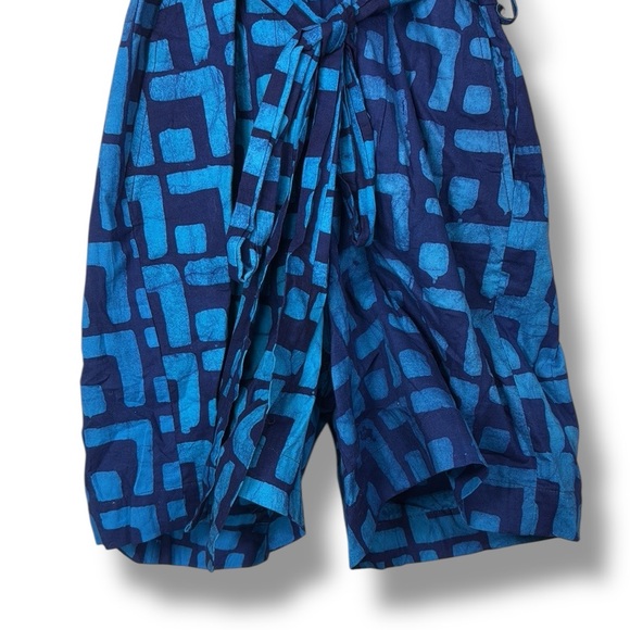 Sika Anthropologie Romper Sz 10 Geometric Blue Jumpsuit Belt Resort - Picture 6 of 8